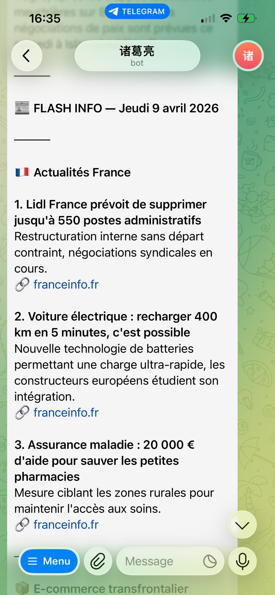 Brief quotidien — Actualités France